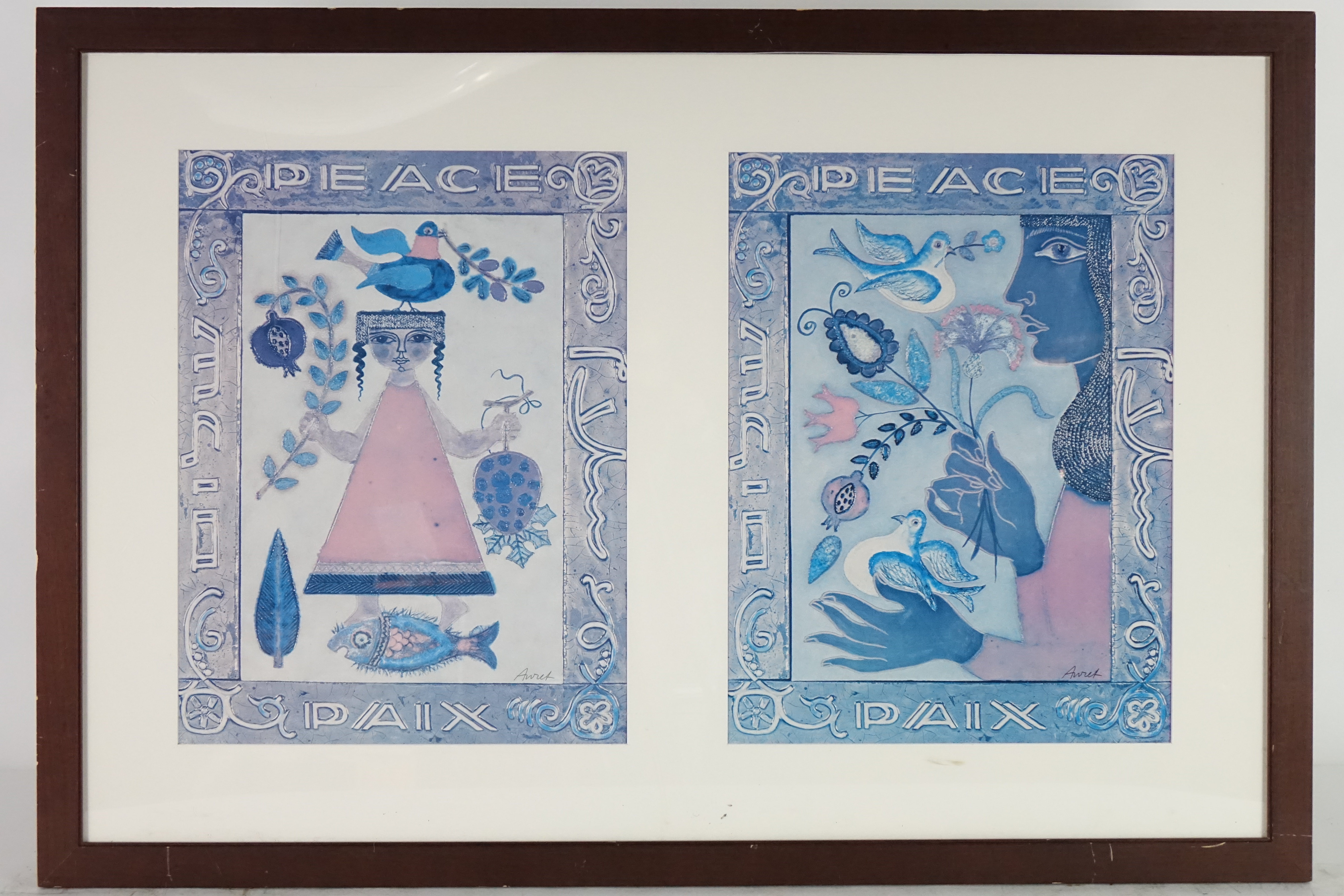 Double Piece, Very Large Print of original Mixed Media Painting, Signed